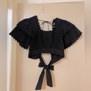 Black Backless Crop Top